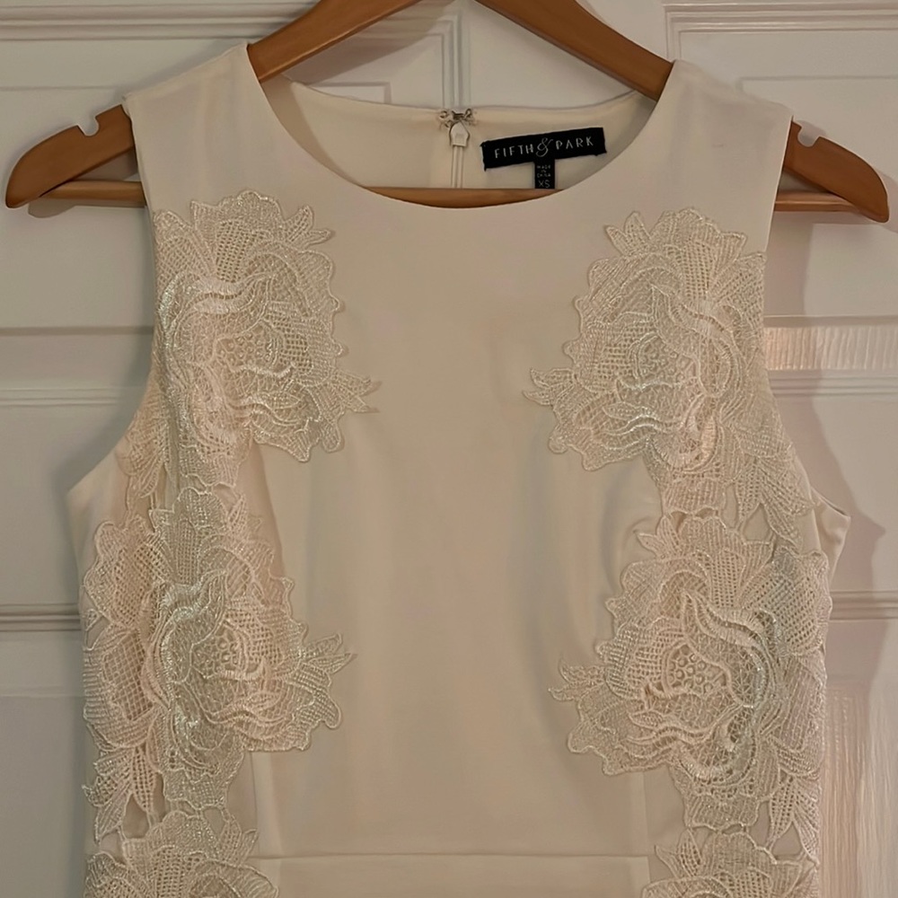 Fifth & Park Ivory Appliqué Dress